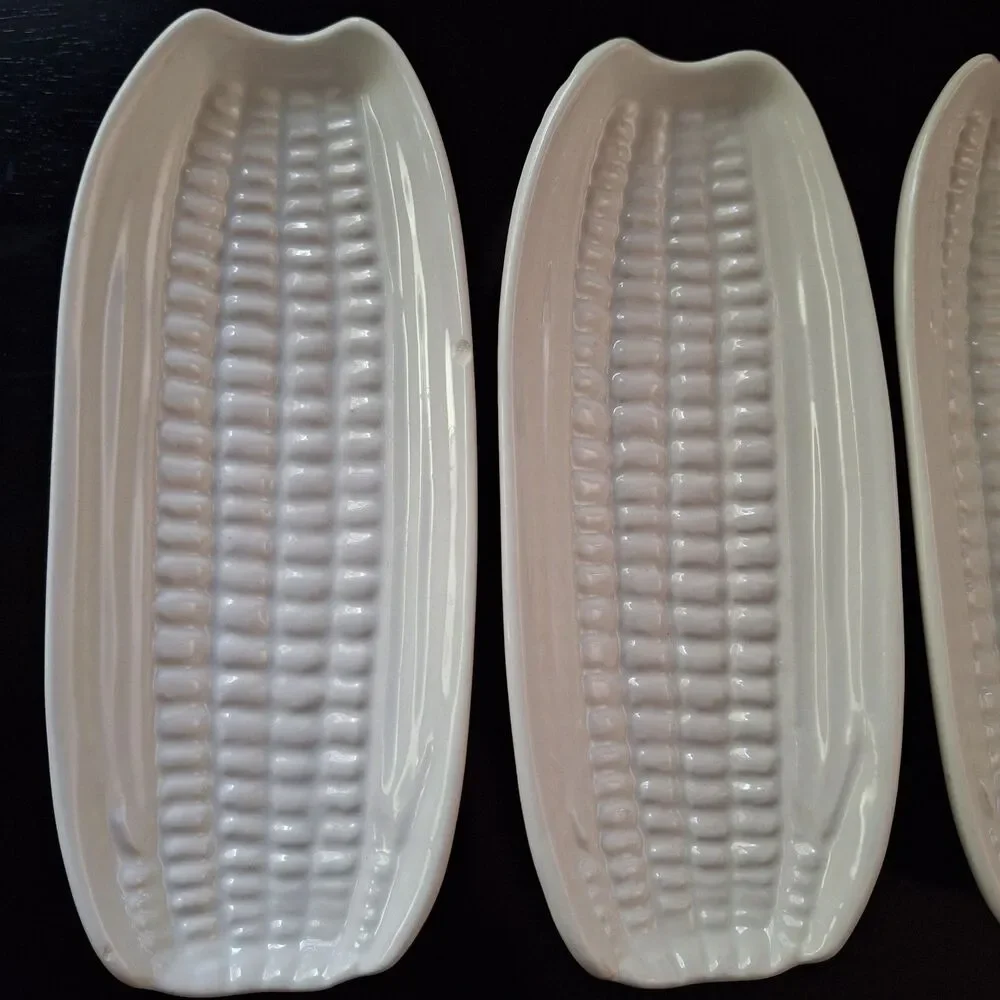 Bordallo Pinheiro White Ceramic Corn Cob Holders set of 4 Made in Portugal